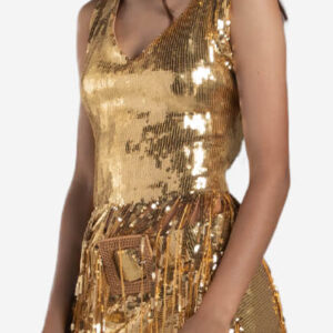 Gold night party dress